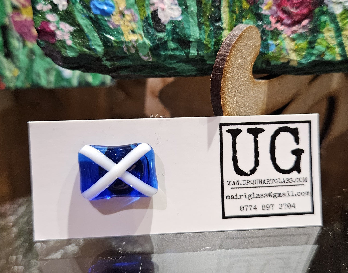 Satire Glass Studs, Pin Badge, Drop Earrings or Saltire Necklace